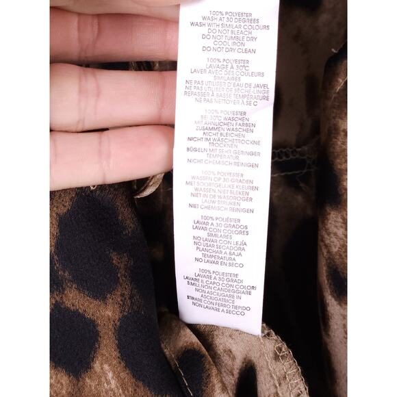 Nasty Gal Leopard Satin Cowl Neck Romper – Back Tie, Silky Animal Print, Size 4 - Picture 12 of 13